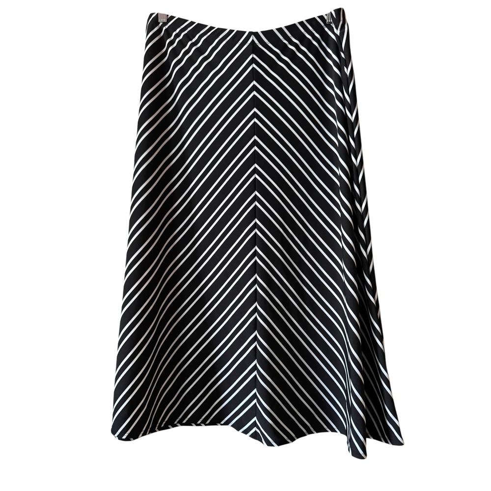 ColdWater Creek Black White Striped Maxi Skirt Plus Size PXL Chevron Pattern